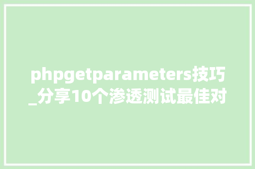 phpgetparameters技巧_分享10个渗透测试最佳对象的运用方法及下载链接