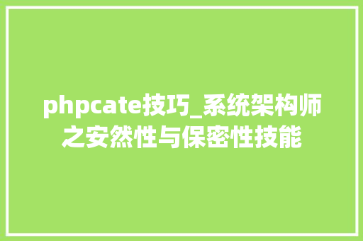 phpcate技巧_系统架构师之安然性与保密性技能