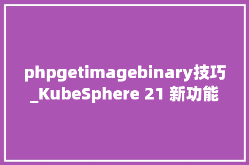 phpgetimagebinary技巧_KubeSphere 21 新功能解读BinarytoImage