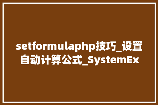 setformulaphp技巧_设置自动计算公式_SystemExcel库运用教程