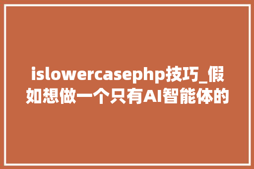 islowercasephp技巧_假如想做一个只有AI智能体的公司那要分几步