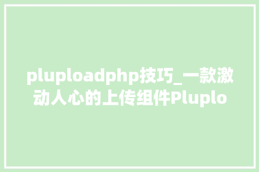 pluploadphp技巧_一款激动人心的上传组件Plupload功能强悍简单易用