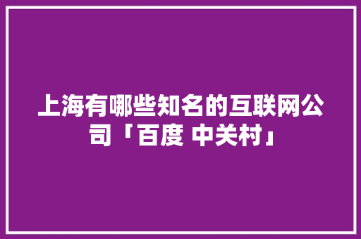 上海有哪些知名的互联网公司「百度 中关村」