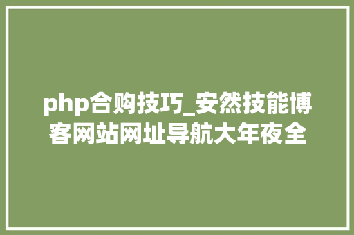 php合购技巧_安然技能博客网站网址导航大年夜全