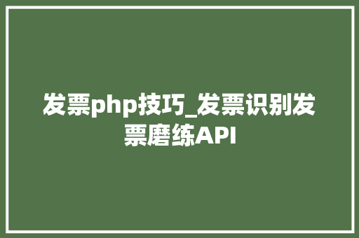 发票php技巧_发票识别发票磨练API