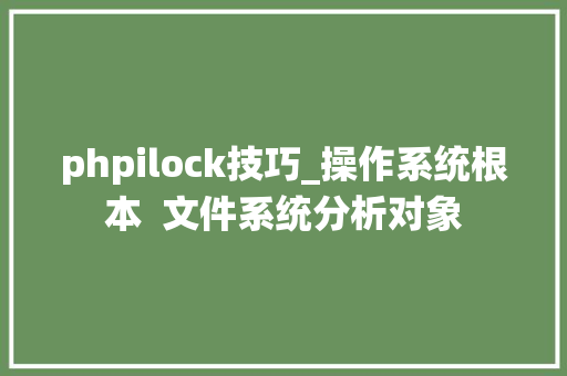 phpilock技巧_操作系统根本  文件系统分析对象