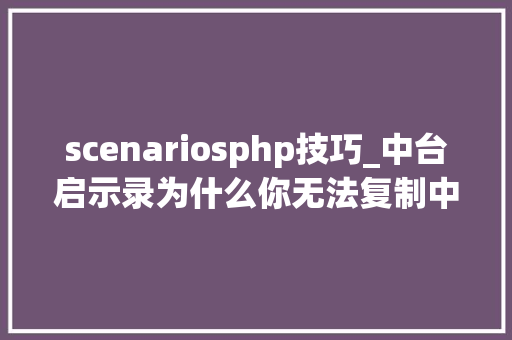 scenariosphp技巧_中台启示录为什么你无法复制中台