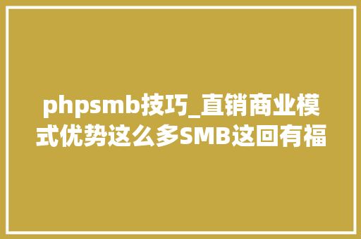 phpsmb技巧_直销商业模式优势这么多SMB这回有福了