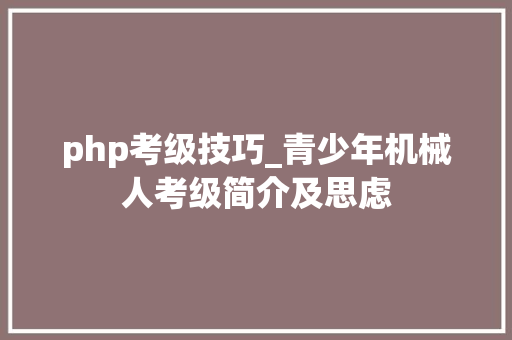 php考级技巧_青少年机械人考级简介及思虑