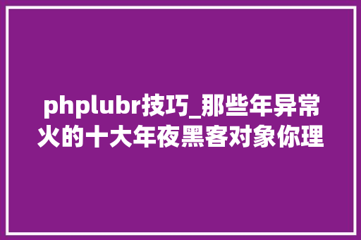 phplubr技巧_那些年异常火的十大年夜黑客对象你理解若干