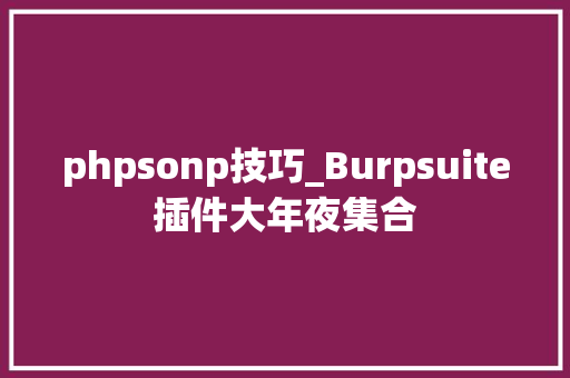 phpsonp技巧_Burpsuite插件大年夜集合