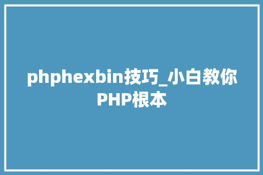 phphexbin技巧_小白教你PHP根本