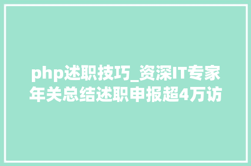 php述职技巧_资深IT专家年关总结述职申报超4万访问