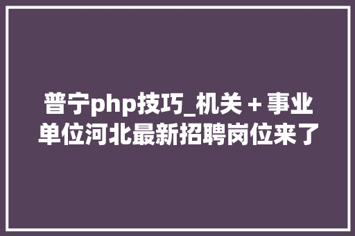 普宁php技巧_机关＋事业单位河北最新招聘岗位来了