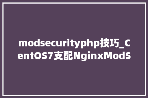 modsecurityphp技巧_CentOS7支配NginxModSecurityv3