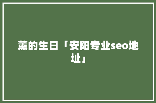 薰的生日「安阳专业seo地址」