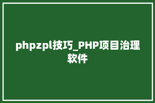 phpzpl技巧_PHP项目治理软件