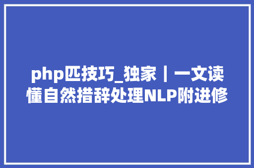php匹技巧_独家｜一文读懂自然措辞处理NLP附进修资料