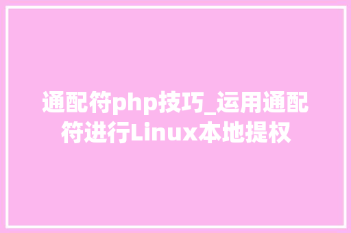 通配符php技巧_运用通配符进行Linux本地提权