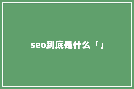 seo到底是什么「」