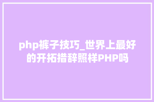 php裤子技巧_世界上最好的开拓措辞照样PHP吗