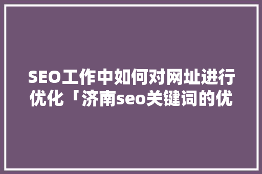 SEO工作中如何对网址进行优化「济南seo关键词的优化」