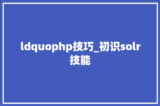 ldquophp技巧_初识solr技能