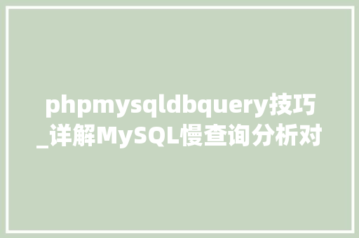 phpmysqldbquery技巧_详解MySQL慢查询分析对象ptquerydigest