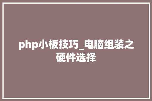 php小板技巧_电脑组装之硬件选择