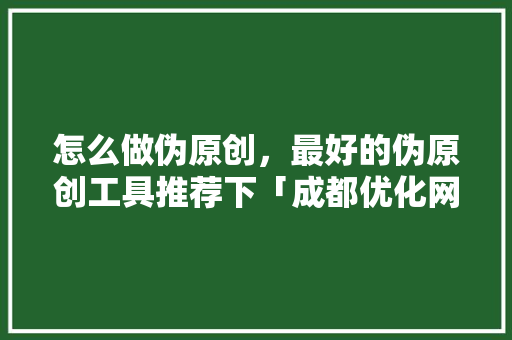 怎么做伪原创，最好的伪原创工具推荐下「成都优化网站关键词」