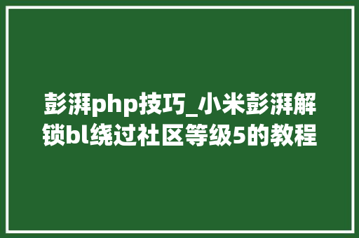 彭湃php技巧_小米彭湃解锁bl绕过社区等级5的教程