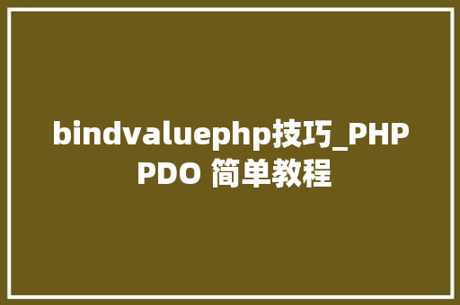 bindvaluephp技巧_PHP PDO 简单教程