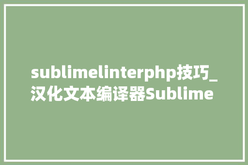 sublimelinterphp技巧_汉化文本编译器Sublime Text