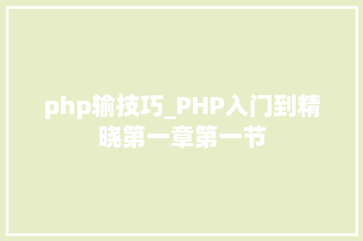 php输技巧_PHP入门到精晓第一章第一节