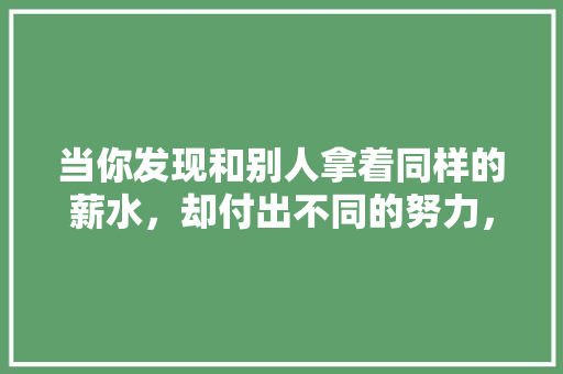 当你发现和别人拿着同样的薪水，却付出不同的努力，你最想说的一句话是什么「无为网站优化」