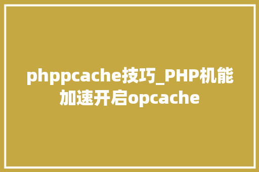 phppcache技巧_PHP机能加速开启opcache