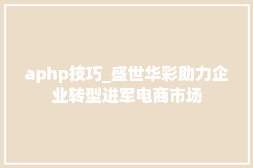 aphp技巧_盛世华彩助力企业转型进军电商市场