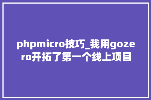 phpmicro技巧_我用gozero开拓了第一个线上项目