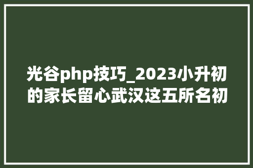 光谷php技巧_2023小升初的家长留心武汉这五所名初开始招生啦