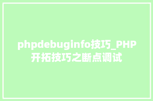 phpdebuginfo技巧_PHP开拓技巧之断点调试