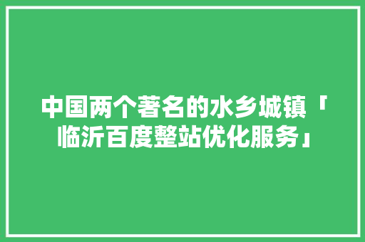 中国两个著名的水乡城镇「临沂百度整站优化服务」