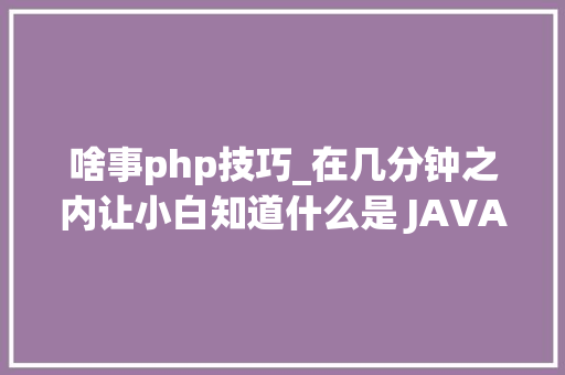 啥事php技巧_在几分钟之内让小白知道什么是 JAVA