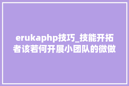erukaphp技巧_技能开拓者该若何开展小团队的微做事之路