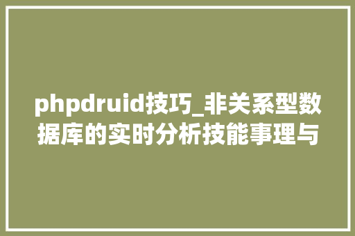 phpdruid技巧_非关系型数据库的实时分析技能事理与实践