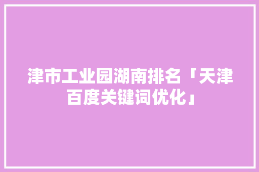津市工业园湖南排名「天津百度关键词优化」