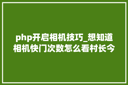 php开启相机技巧_想知道相机快门次数怎么看村长今天彻底说清楚