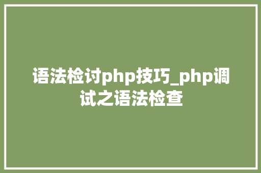 语法检讨php技巧_php调试之语法检查
