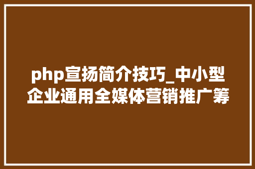 php宣扬简介技巧_中小型企业通用全媒体营销推广筹划
