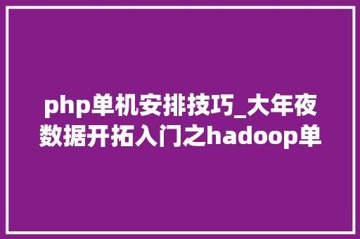 php单机安排技巧_大年夜数据开拓入门之hadoop单机版支配指南