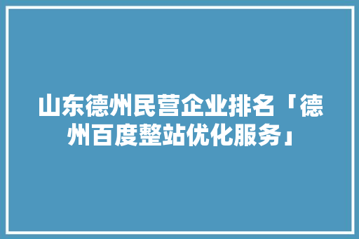 山东德州民营企业排名「德州百度整站优化服务」